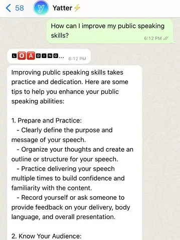 yatter on WhatsApp giving tips for developing interpersonal skills