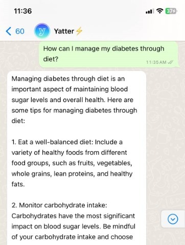 yatter ai on whatsapp giving health tips 