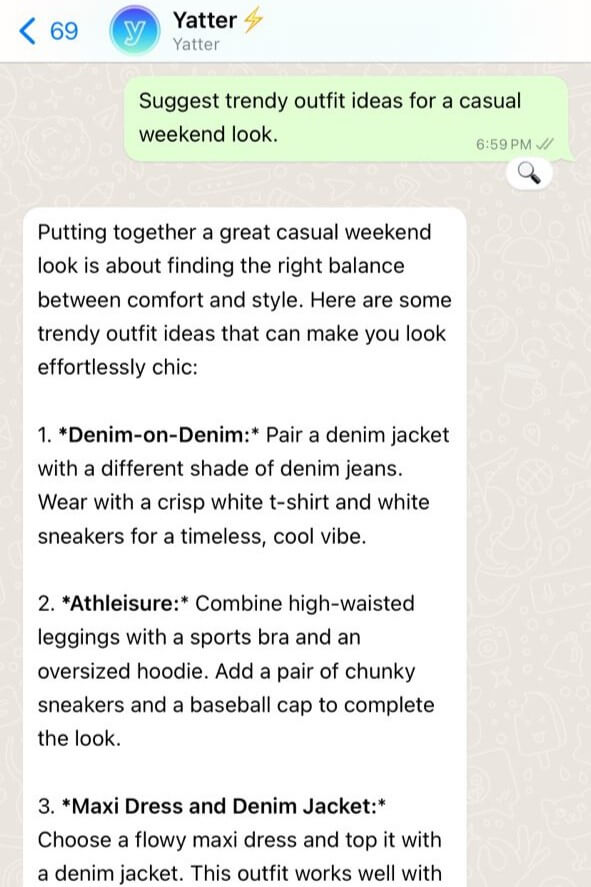 yatter ai suggests trendy outfit looks